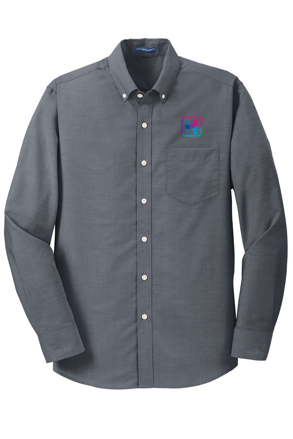 KlariVis: ADULT Long Sleeve Oxford Shirt (with Sleeve Logo)