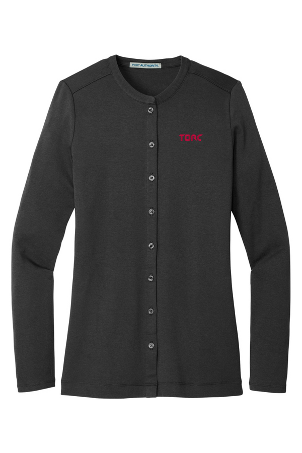 Torc: LADIES Stretch Button-Front Cardigan