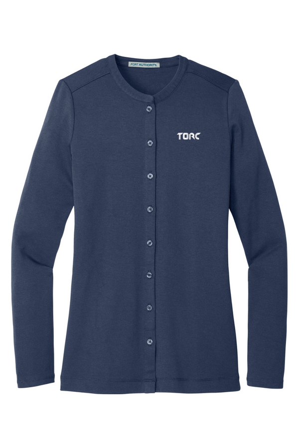 Torc: LADIES Stretch Button-Front Cardigan