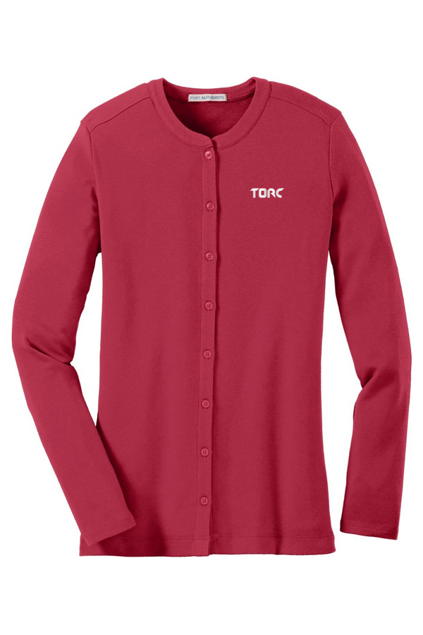 Torc: LADIES Stretch Button-Front Cardigan