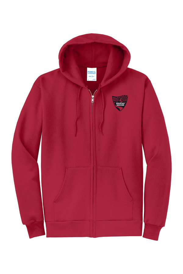 Spartan Soccer: ADULT Embroidered Fleece Full-Zip Hooded Sweatshirt
