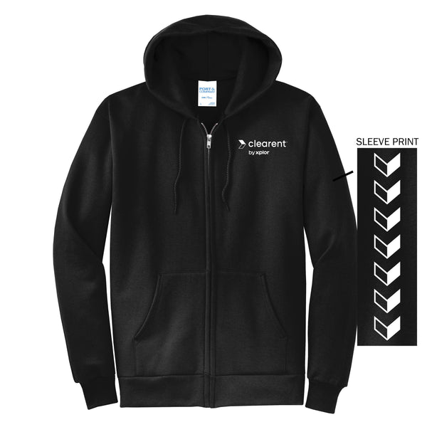 Clearent: Printed Core Fleece Full-Zip Hooded Sweatshirt with Long-Sleeve Logo