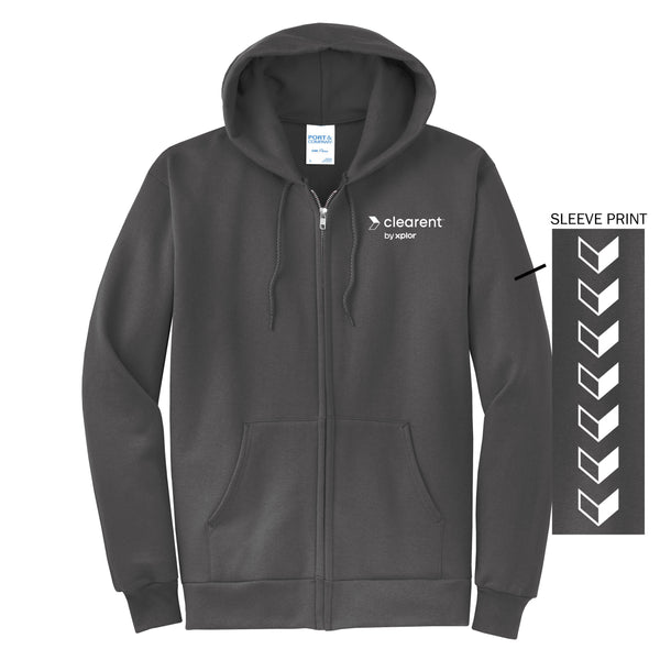 Clearent: Printed Core Fleece Full-Zip Hooded Sweatshirt with Long-Sleeve Logo