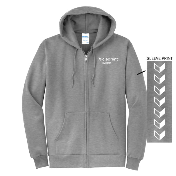 Clearent: Printed Core Fleece Full-Zip Hooded Sweatshirt with Long-Sleeve Logo