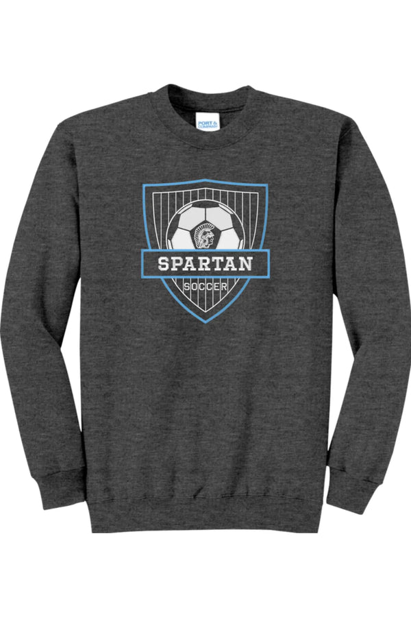 Spartan Soccer Shield WITH PLAYER NUMBER: Embroidered Crewneck Sweatshirt