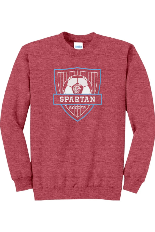 Spartan Soccer Shield WITH PLAYER NUMBER: Embroidered Crewneck Sweatshirt