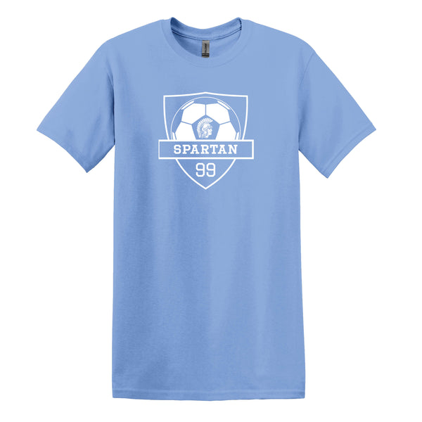 Spartan Soccer WITH PLAYER NUMBER: Unisex SoftStyle Printed T