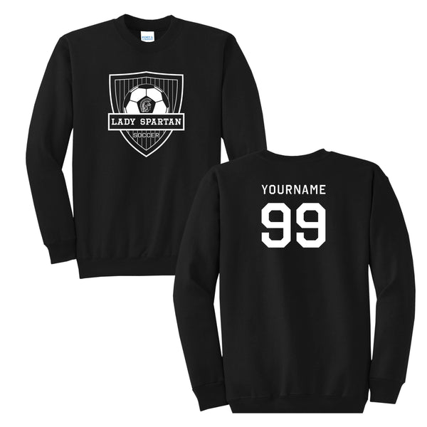 Lady Spartan Soccer: Crewneck Sweatshirt WITH NAME/NUMBER