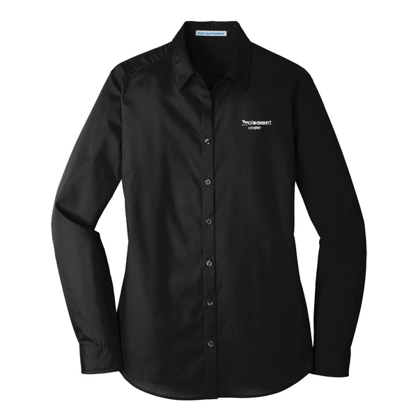 Clearent: Ladies Longsleeve Carefree Poplin Shirt