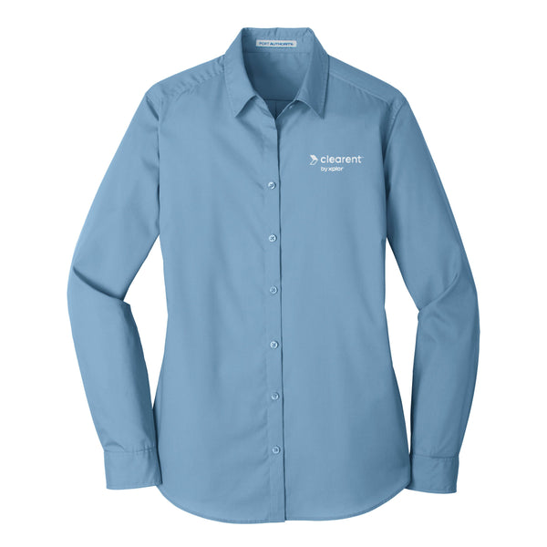 Clearent: Ladies Longsleeve Carefree Poplin Shirt