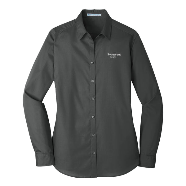 Clearent: Ladies Longsleeve Carefree Poplin Shirt