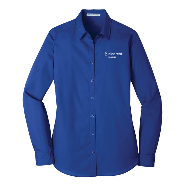 Clearent: Ladies Longsleeve Carefree Poplin Shirt