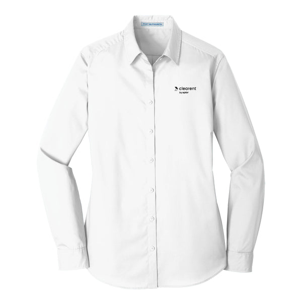 Clearent: Ladies Longsleeve Carefree Poplin Shirt