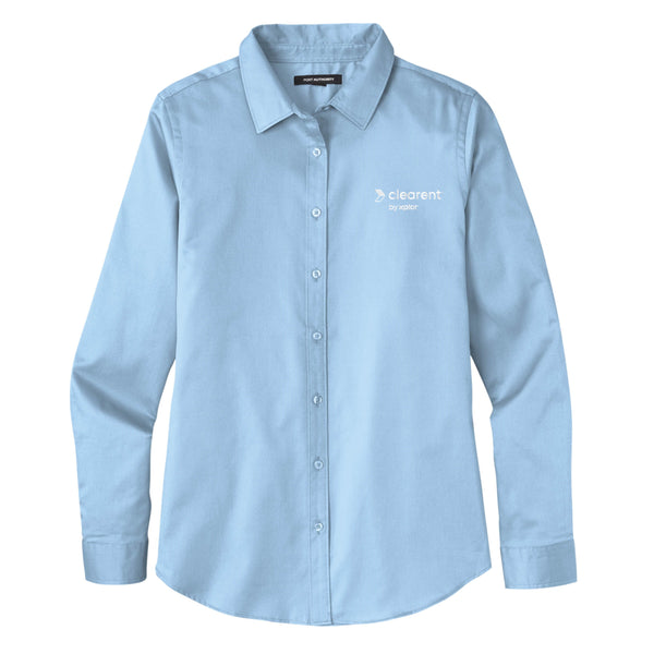 Clearent: Ladies Long Sleeve SuperPro React Twill Shirt
