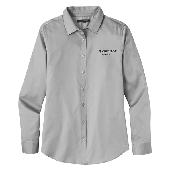 Clearent: Ladies Long Sleeve SuperPro React Twill Shirt