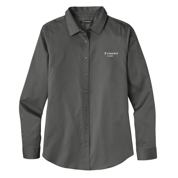 Clearent: Ladies Long Sleeve SuperPro React Twill Shirt