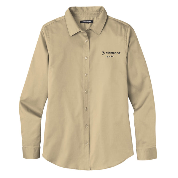 Clearent: Ladies Long Sleeve SuperPro React Twill Shirt